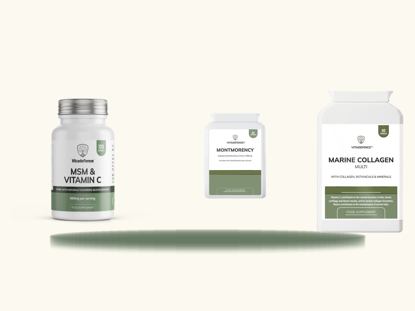 MSM · Montmorency · Marine Collagen — MSM + Vitamin C, Montmorency Cherry, Marine Collagen Multi